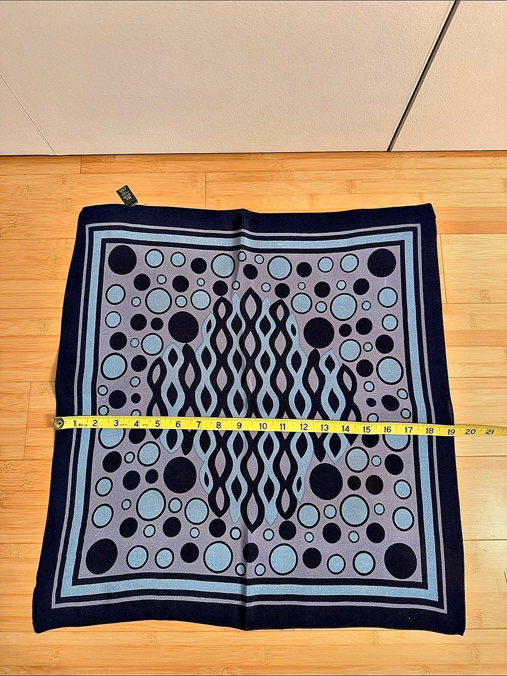 Geometric Silk Scarf in Navy & Blue